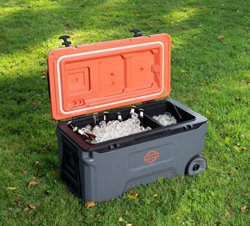 open cooler full of ice on grass